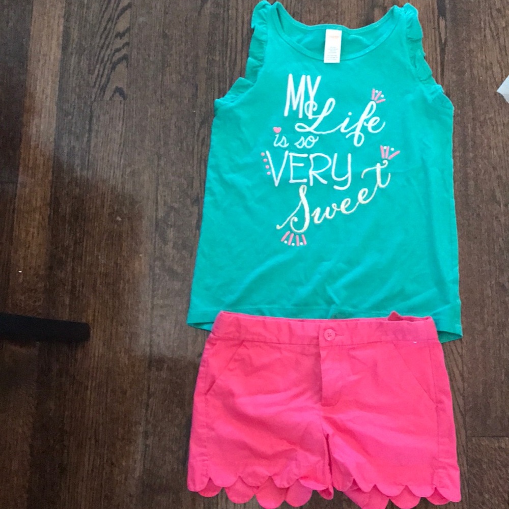 🍭Gymboree Green shirt with pink pants🍭
